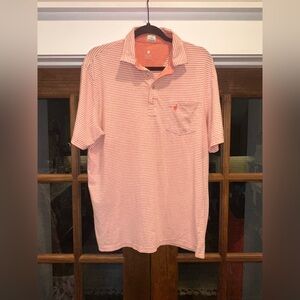 EUC Johnnie O Size Large‎ Men's Striped Polo Shirt - Orange